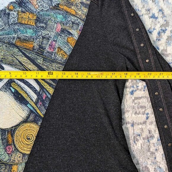 Simply Art by Dolcezza Woman Face Long Sleeve Shirt Top M Art to Wear Studded - Picture 5 of 9